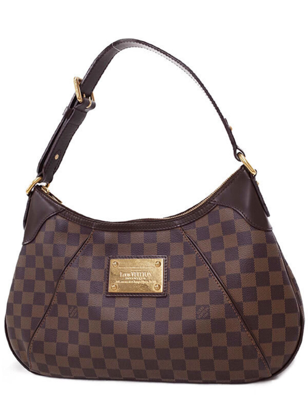 Louis Vuitton Damier Thames Hobo Shoulder Bag Canvas Leather Brown